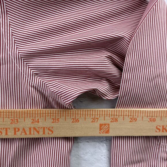 BROOKS BROTHERS 346 Dress Shirt Men 17 4/5 White Red Striped Cotton Non Iron - Picture 4 of 8